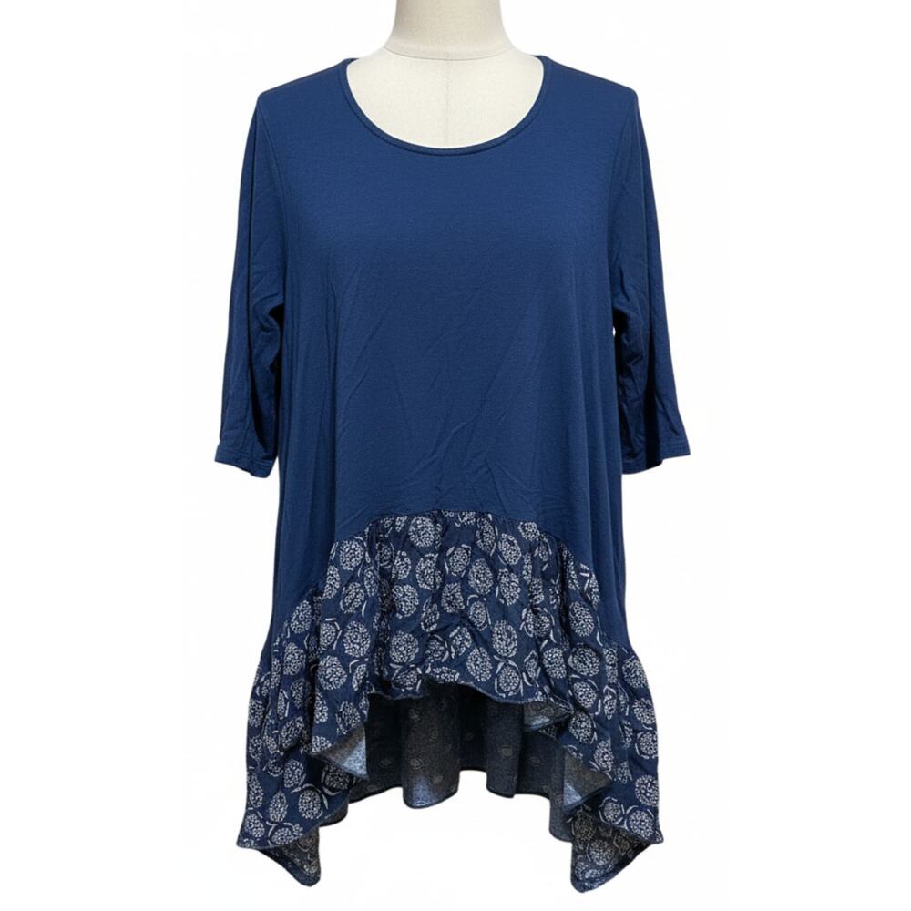 Yak n Yeti Tunic S Blue Lagenlook Boho Blouse Tiered Layered Whimsigoth Festival